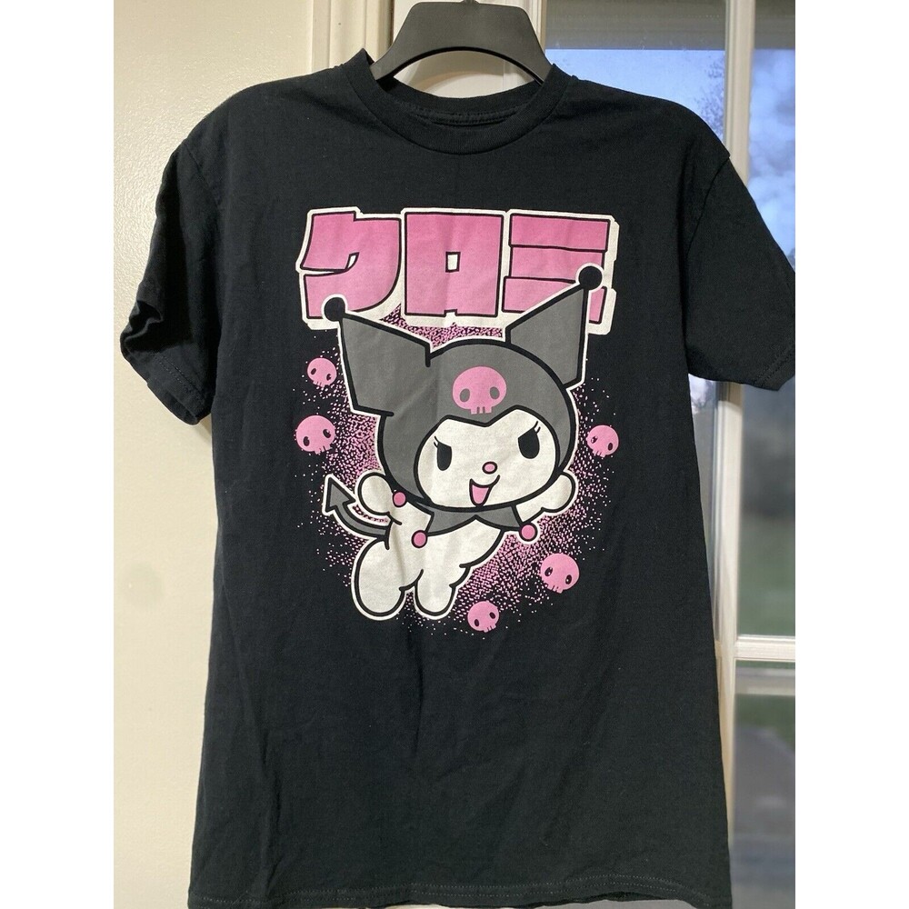 Kuromi Adult T Shirt M Black Sanrio Anime Hello Kitty Short Sleeve 100% Cotton